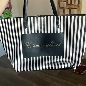Victoria's Secret Black and White Striped Tote